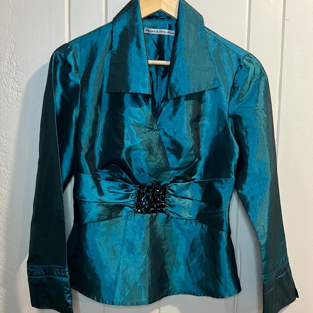 signature by Larry Levine formal turquoise blue